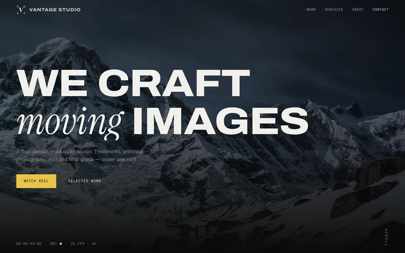 The same CMS underneath a dark, cinematic agency site